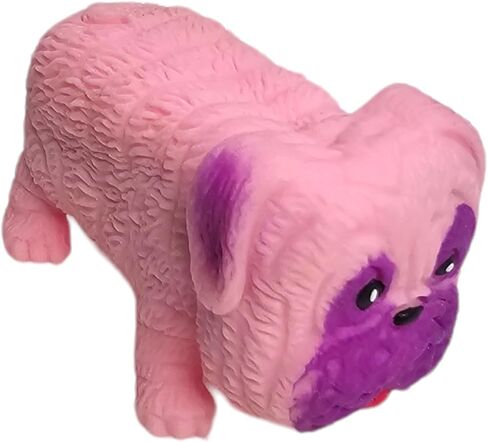 Squishy Stretchy Pug (2.5" to 6.5") Rubber Fidget Sensory Toy Filled with Sand. Great Stress Relief Dog Toy for Kids, Adults and Pets. (1 Pack - Neon Pink) in Saudi Arabia