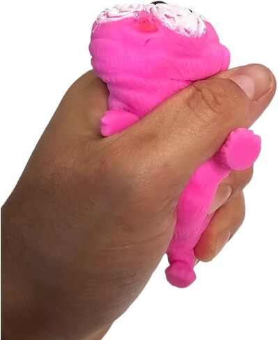 Squishy Stretchy Pug (2.5" to 6.5") Rubber Fidget Sensory Toy Filled with Sand. Great Stress Relief Dog Toy for Kids, Adults and Pets. (1 Pack - Neon Pink) in Saudi Arabia