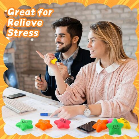 30 Pcs Motivational Star Stress Balls 2.2 Inch Stress Relief Ball with Quotes Colorful Foam Ball Inspirational Hand Exercise Toys for Relieve Anxiety Party Favors School Carnival Reward (Bright Color) in Kuwait