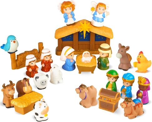 Nativity Set for Kids, Toddlers, Children, Christmas Story 25 Piece Sets & Figures Nativity Scene for Little Girls Boys Ages 1 2 3 4 5 6+ at Home, Sunday School, Soft Material Baby Bath Toys Playset in Saudi Arabia