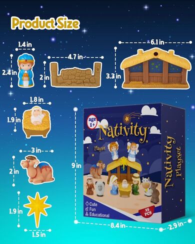 Nativity Set for Kids, Toddlers, Children, Christmas Story 25 Piece Sets & Figures Nativity Scene for Little Girls Boys Ages 1 2 3 4 5 6+ at Home, Sunday School, Soft Material Baby Bath Toys Playset in Saudi Arabia