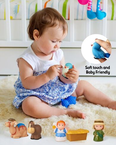 Nativity Set for Kids, Toddlers, Children, Christmas Story 25 Piece Sets & Figures Nativity Scene for Little Girls Boys Ages 1 2 3 4 5 6+ at Home, Sunday School, Soft Material Baby Bath Toys Playset in Saudi Arabia
