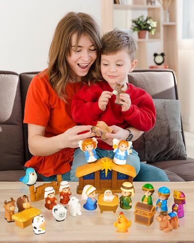 Nativity Set for Kids, Toddlers, Children, Christmas Story 25 Piece Sets & Figures Nativity Scene for Little Girls Boys Ages 1 2 3 4 5 6+ at Home, Sunday School, Soft Material Baby Bath Toys Playset in Saudi Arabia