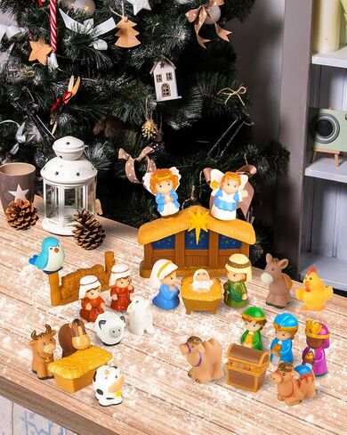 Nativity Set for Kids, Toddlers, Children, Christmas Story 25 Piece Sets & Figures Nativity Scene for Little Girls Boys Ages 1 2 3 4 5 6+ at Home, Sunday School, Soft Material Baby Bath Toys Playset in Saudi Arabia
