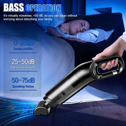 مكنسة كهربائية محمولة بدون أسلاك، مكانس كهربائية محمولة باليد بقوة 10000 باسكال، مكنسة كهربائية صغيرة قابلة لإعادة الشحن مع 3 مرشحات هيبا، مكنسة كهربائية صغيرة للسيارة وشعر الحيوانات الأليفة والسجاد والمنزل (أسود) in Kuwait