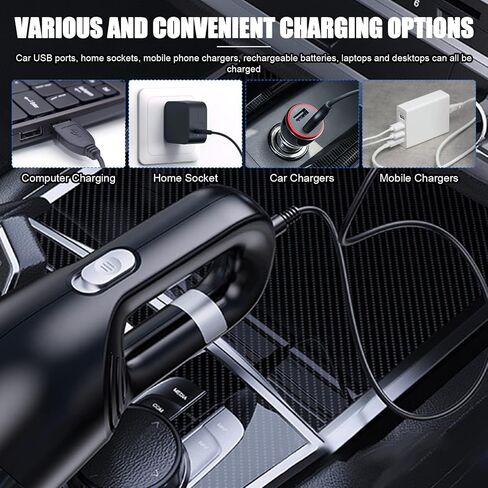 مكنسة كهربائية محمولة بدون أسلاك، مكانس كهربائية محمولة باليد بقوة 10000 باسكال، مكنسة كهربائية صغيرة قابلة لإعادة الشحن مع 3 مرشحات هيبا، مكنسة كهربائية صغيرة للسيارة وشعر الحيوانات الأليفة والسجاد والمنزل (أسود) in Kuwait