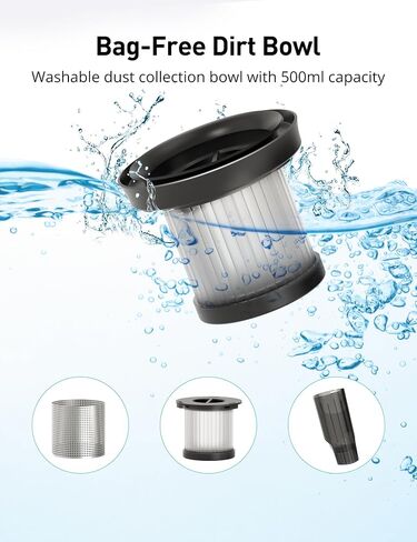 Aspiron Handheld Vacuum Cordless, 500ml Portable Hand Vacuum Cleaner, Car Vacuum Cleaner Cordless Rechargeable with Fast Charging Dock, Reusable Filter for Car, Home, Pet in Saudi Arabia