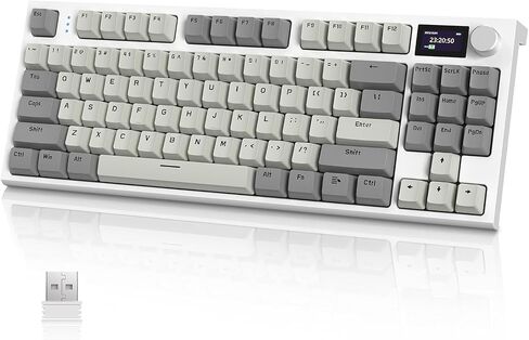 ATTACK SHARK RK86 RGB 75% Wireless Gasket Mechanical Keyboard,Triple Mode Bluetooth5.0/2.4G/USB-C 82 Keys Hot Swappable Gaming Keyboard 4000 mAH Battery w/Knob & 1.2'' HD OLED Display,Linear Switches in Saudi Arabia