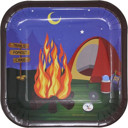 أطباق عشاء للتخييم من Blue Orchards 24 عبوة - أطباق بطابع التخييم، مستلزمات حفلات أعياد الميلاد للتخييم، أطباق التخييم، ديكورات الحفلات الصغيرة، ديكورات حفلات التخييم، مستلزمات التخييم in Kuwait