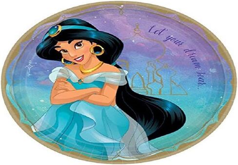 Enchanting Disney Princess Jasmine Round Paper Plates - 9" (Pack of 8) - Vibrant Multicolor Design - Perfect for Magical Themed Parties, Birthdays & Celebrations in Saudi Arabia