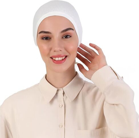 Women Under Scarf Hat Islamic Hijab Head Cap Pull on Closure Hair Bonnet Muslim Womens Turban Beanie Chemo Cab in Saudi Arabia