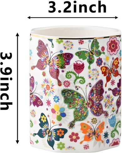 Ceramic Pen Holder Stand Cup Pencil Holder Organizer Makeup Brush Holders for Home Office Desk (Sunflower) in Saudi Arabia