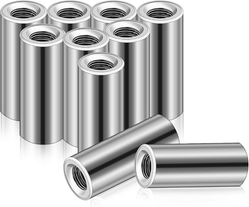 10 PCS M6 Round Rod Coupling Nuts Threaded Stainless Steel Coupling Nut Round Connector Nuts Assortment Round Nuts Connector Kit for Mechanical Construction Industry DIY Home Projects in Saudi Arabia