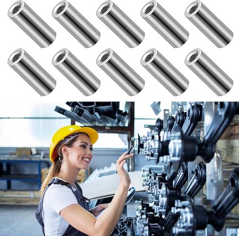 10 PCS M6 Round Rod Coupling Nuts Threaded Stainless Steel Coupling Nut Round Connector Nuts Assortment Round Nuts Connector Kit for Mechanical Construction Industry DIY Home Projects in Saudi Arabia