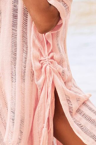 CUPSHE Women's Knotted Color Block One Piece Swimsuit Pink Crochet V Neck Drawstring Cover Up in Saudi Arabia