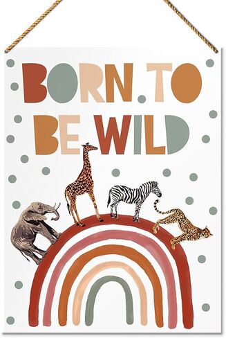 Nursery Wood Sign Decor, on The Night You Were Born, Safari Boho Nursery Kids Daughter Son Room Playroom Decor Inspirational Wall Art Decoration, Newborn Baby Boy Girl in Saudi Arabia