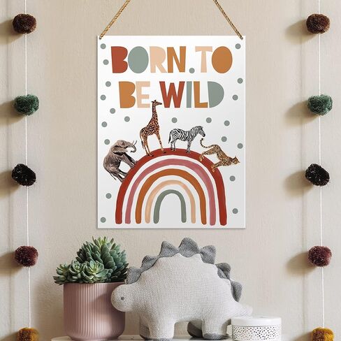 Nursery Wood Sign Decor, on The Night You Were Born, Safari Boho Nursery Kids Daughter Son Room Playroom Decor Inspirational Wall Art Decoration, Newborn Baby Boy Girl in Saudi Arabia