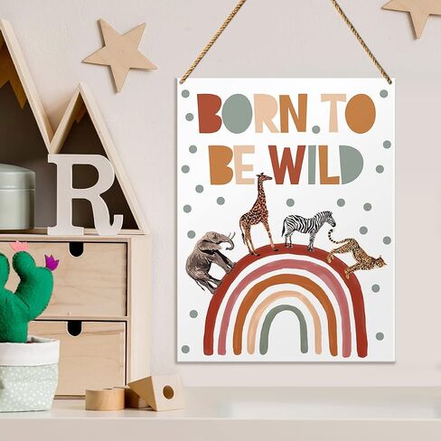 Nursery Wood Sign Decor, on The Night You Were Born, Safari Boho Nursery Kids Daughter Son Room Playroom Decor Inspirational Wall Art Decoration, Newborn Baby Boy Girl in Saudi Arabia