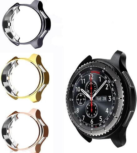 FitTurn Compatible with Gear S3 Frontier SM-R760 Case,Soft TPU Fashion Metal Color Frame Shock Resistant Proof Cover Protector Shell for Samsung Gear S3 Frontier SM-R760, Galaxy Watch 46mm SM-R800 in Saudi Arabia