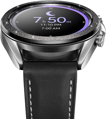 Sparkling Bezel Compatible with Galaxy Watch 3 41mm Bezel, Stainless Steel Bezel Ring Adhesive Cover Anti Scratch Protection Cover for Galaxy Watch 3 41mm Accessory - Black in Saudi Arabia