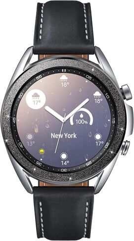Sparkling Bezel Compatible with Galaxy Watch 3 41mm Bezel, Stainless Steel Bezel Ring Adhesive Cover Anti Scratch Protection Cover for Galaxy Watch 3 41mm Accessory - Black in Saudi Arabia