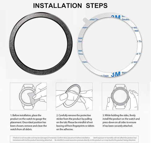 Sparkling Bezel Compatible with Galaxy Watch 3 41mm Bezel, Stainless Steel Bezel Ring Adhesive Cover Anti Scratch Protection Cover for Galaxy Watch 3 41mm Accessory - Black in Saudi Arabia