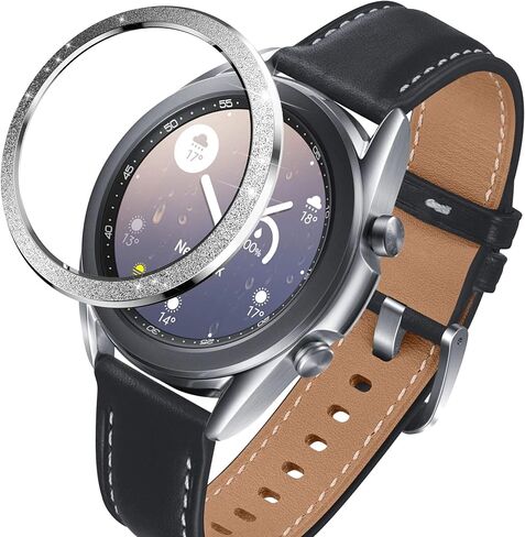Sparkling Bezel Compatible with Galaxy Watch 3 41mm Bezel, Stainless Steel Bezel Ring Adhesive Cover Anti Scratch Protection Cover for Galaxy Watch 3 41mm Accessory - Black in Saudi Arabia
