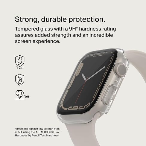 حافظة Belkin ScreenForce Apple Watch - حافظة ممتصة للصدمات وواقي شاشة من الزجاج المقوى لساعة Apple Watch Series 8 و7 و6 و5 و4 وApple Watch SE - ملحقات ساعة Apple - حافظة Apple - أسود in Saudi Arabia