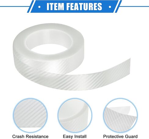 Car Door Sill Protector Film Cover, 300x7cm 9.84ftx2.76inch Carbon Fiber Pattern Universal for Truck SUV Anti Scratch Acrylic Clear with Scraper Tool in Saudi Arabia