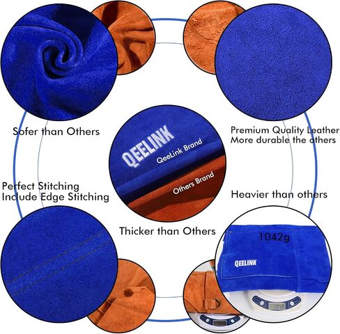 QeeLink Leather Welding Work Apron with 6 Tool Pockets, Heat & Flame Resistant Apron, 24" x 36", Adjustable M to XXXL in Saudi Arabia