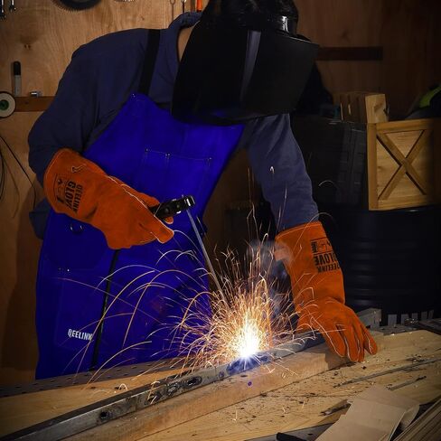 QeeLink Leather Welding Work Apron with 6 Tool Pockets, Heat & Flame Resistant Apron, 24" x 36", Adjustable M to XXXL in Saudi Arabia