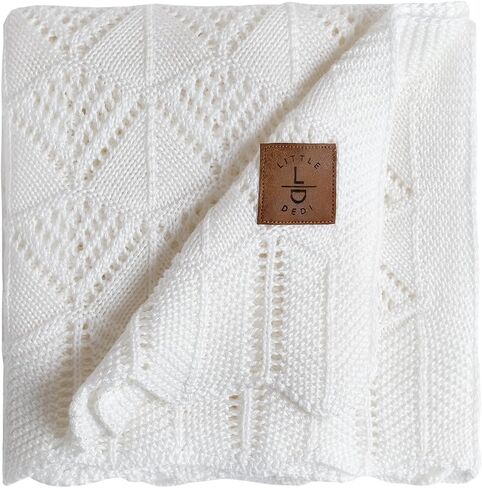 بطانيات استقبال Little Dedi للفتيات/الصبي%100Lyocell Tencel™ 30 بوصة × 40 بوصة بيضاء دافئة - مضادة للحساسية، Oekotex100 Class1، تنظيم حراري، بطانيات أطفال ناعمة محايدة - بطانيات قماط للأطفال الصغار in Kuwait