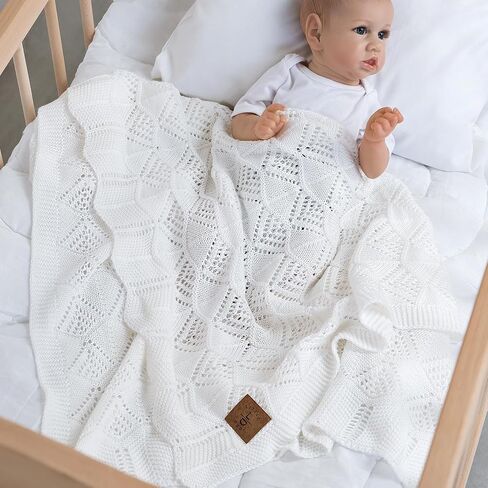 بطانيات استقبال Little Dedi للفتيات/الصبي%100Lyocell Tencel™ 30 بوصة × 40 بوصة بيضاء دافئة - مضادة للحساسية، Oekotex100 Class1، تنظيم حراري، بطانيات أطفال ناعمة محايدة - بطانيات قماط للأطفال الصغار in Kuwait