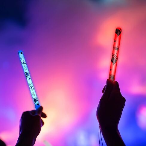 JOYIN July 4 th 24 Pcs Patriotic Glow Sticks with Lanyard, Red White and Blue Glow Stick in Different Pattern Designs, 4th of July Light up Accessories for Independence Day, Memorial Day, Veterans Day in Saudi Arabia