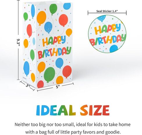 Happy Birthday Party Favor Bags (24 Pack), Kraft Paper Goodie Bags Candy Bags Gift Bags Treat Bags Goody Bags, Birthday Decorations Party Supplies for Kids Girls Boys (G) in Saudi Arabia