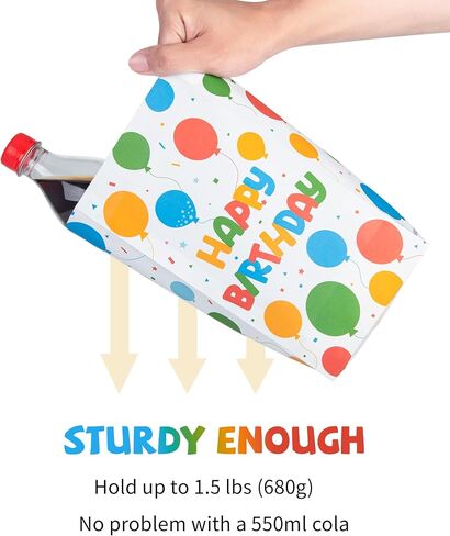 Happy Birthday Party Favor Bags (24 Pack), Kraft Paper Goodie Bags Candy Bags Gift Bags Treat Bags Goody Bags, Birthday Decorations Party Supplies for Kids Girls Boys (G) in Saudi Arabia