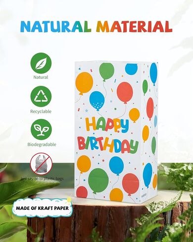 Happy Birthday Party Favor Bags (24 Pack), Kraft Paper Goodie Bags Candy Bags Gift Bags Treat Bags Goody Bags, Birthday Decorations Party Supplies for Kids Girls Boys (G) in Saudi Arabia