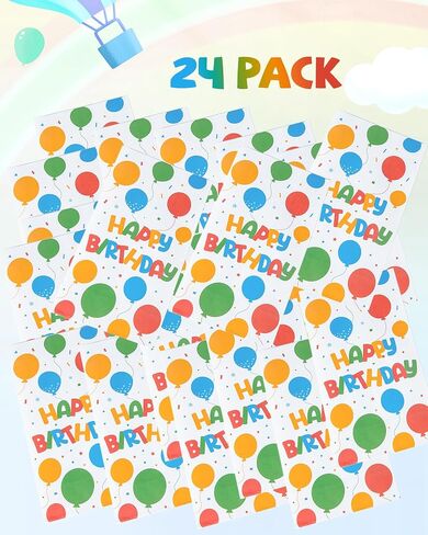 Happy Birthday Party Favor Bags (24 Pack), Kraft Paper Goodie Bags Candy Bags Gift Bags Treat Bags Goody Bags, Birthday Decorations Party Supplies for Kids Girls Boys (G) in Saudi Arabia