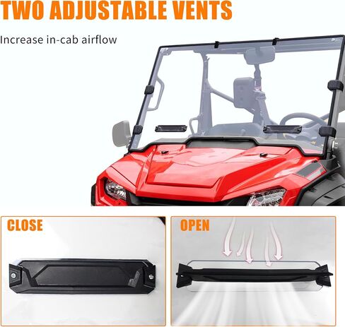 Full Vented Windshield Compatible with 2016-2024 Honda Pioneer 1000-3 1000-5; 2023-2024 Pioneer 1000-6 Accessories Scratch Resistant Clear Hard Coat Poly Front Windscreen in Saudi Arabia
