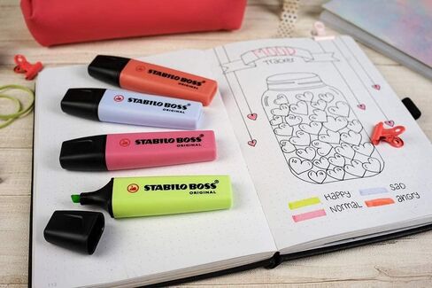 STABILO Highlighter BOSS ORIGINAL Pastel - Pack of 6 - Milky Yellow, Creamy Peach, Pink Blush, Lilac Haze, Hint of Mint, Touch of Turquoise in Saudi Arabia
