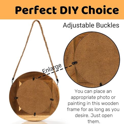 مرآة ديكور حائط ريفية، مرآة خشبية مستديرة صغيرة مقاس 10 بوصة مع حبل معلق، مرايا دائرية مزخرفة لبيت المزرعة لهدايا الانتقال إلى منزل جديد، مدخل غرفة النوم وغرفة المعيشة in Kuwait