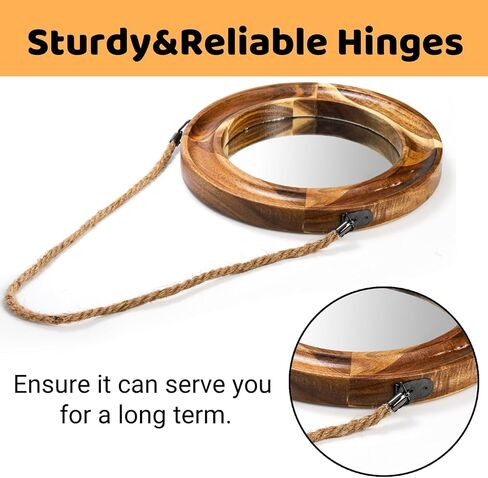 مرآة ديكور حائط ريفية، مرآة خشبية مستديرة صغيرة مقاس 10 بوصة مع حبل معلق، مرايا دائرية مزخرفة لبيت المزرعة لهدايا الانتقال إلى منزل جديد، مدخل غرفة النوم وغرفة المعيشة in Kuwait