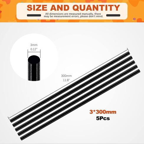 Tanstic 2Pcs 6mm x 356mm 304 Stainless Steel Rods Black Round Metal Rods for Gear Shaft DIY Craft Making in Kuwait