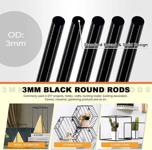 Tanstic 2Pcs 6mm x 356mm 304 Stainless Steel Rods Black Round Metal Rods for Gear Shaft DIY Craft Making in Kuwait