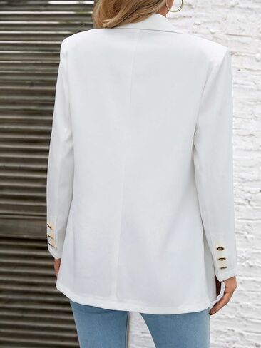 SweatyRocks Women's Long Sleeve Lapel Neck Button Front Blazer Elegant Double Breasted Office Coat in Saudi Arabia
