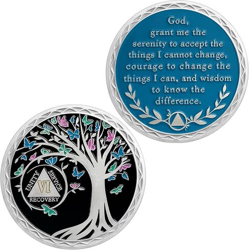 عملة رصانة لمدة 10 سنوات، ورقائق وميداليات شجرة الحياة AA، ورمز رقاقة استرداد الرصانة | هدايا الرصانة للرجال والنساء الذين يحتفلون بالتعافي من مدمني الكحول المجهولين in Kuwait