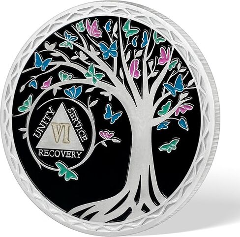 عملة رصانة لمدة 10 سنوات، ورقائق وميداليات شجرة الحياة AA، ورمز رقاقة استرداد الرصانة | هدايا الرصانة للرجال والنساء الذين يحتفلون بالتعافي من مدمني الكحول المجهولين in Kuwait