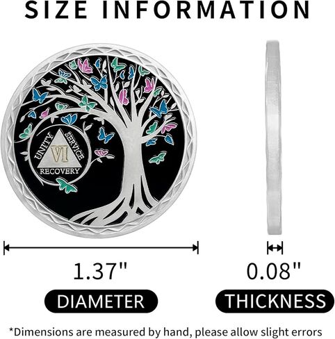 عملة رصانة لمدة 10 سنوات، ورقائق وميداليات شجرة الحياة AA، ورمز رقاقة استرداد الرصانة | هدايا الرصانة للرجال والنساء الذين يحتفلون بالتعافي من مدمني الكحول المجهولين in Kuwait
