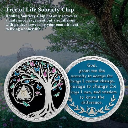 عملة رصانة لمدة 10 سنوات، ورقائق وميداليات شجرة الحياة AA، ورمز رقاقة استرداد الرصانة | هدايا الرصانة للرجال والنساء الذين يحتفلون بالتعافي من مدمني الكحول المجهولين in Kuwait