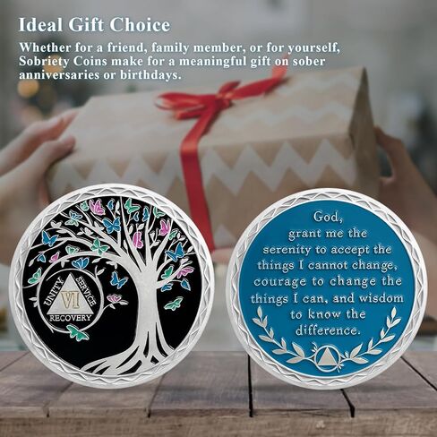 عملة رصانة لمدة 10 سنوات، ورقائق وميداليات شجرة الحياة AA، ورمز رقاقة استرداد الرصانة | هدايا الرصانة للرجال والنساء الذين يحتفلون بالتعافي من مدمني الكحول المجهولين in Kuwait